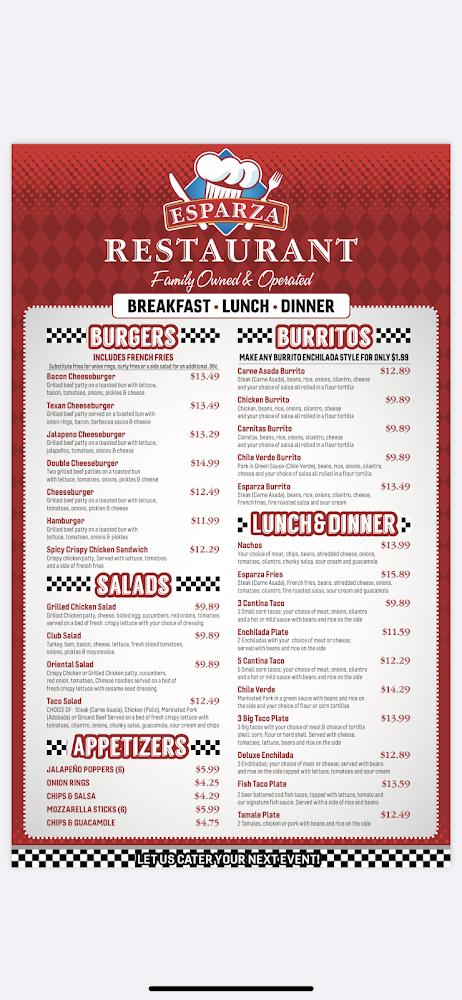 Esparza Restaurant Menu image 3